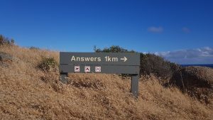 Sign on hillside