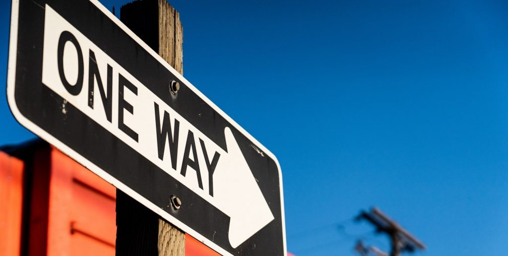 One way road sign